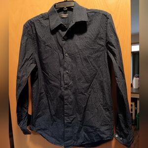 Mens Size Medium, Structure Dark Blue Casual Button Down Shirt
